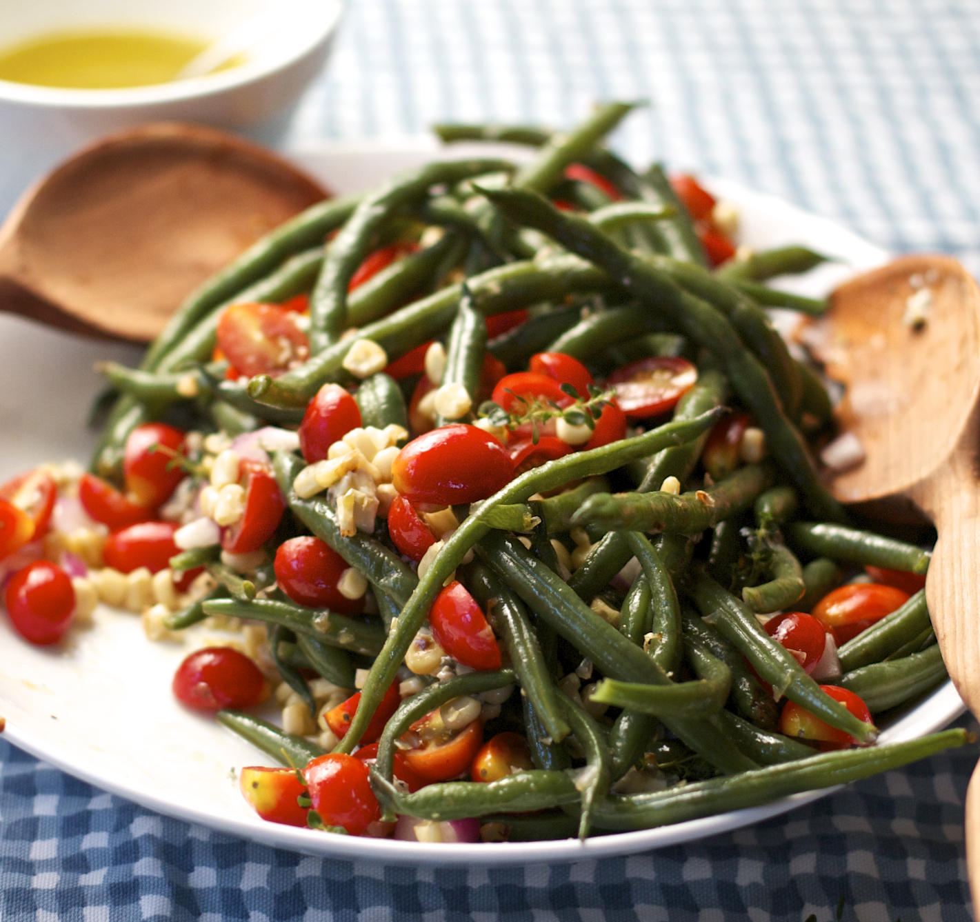 Simple Green Bean Corn and Tomato Salad with Vinaigrette