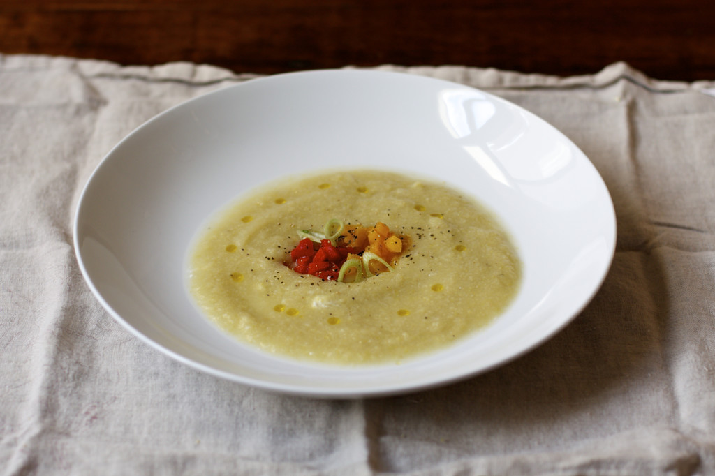 <img alt="Cauliflower Soup with Roasted Pepper and Feta"/>